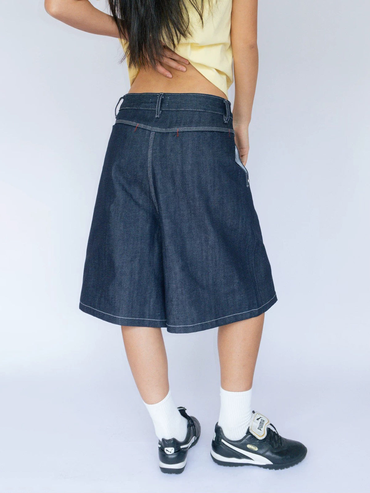 Brick Lane Wide-leg Slouchy Denim Jorts - Blue