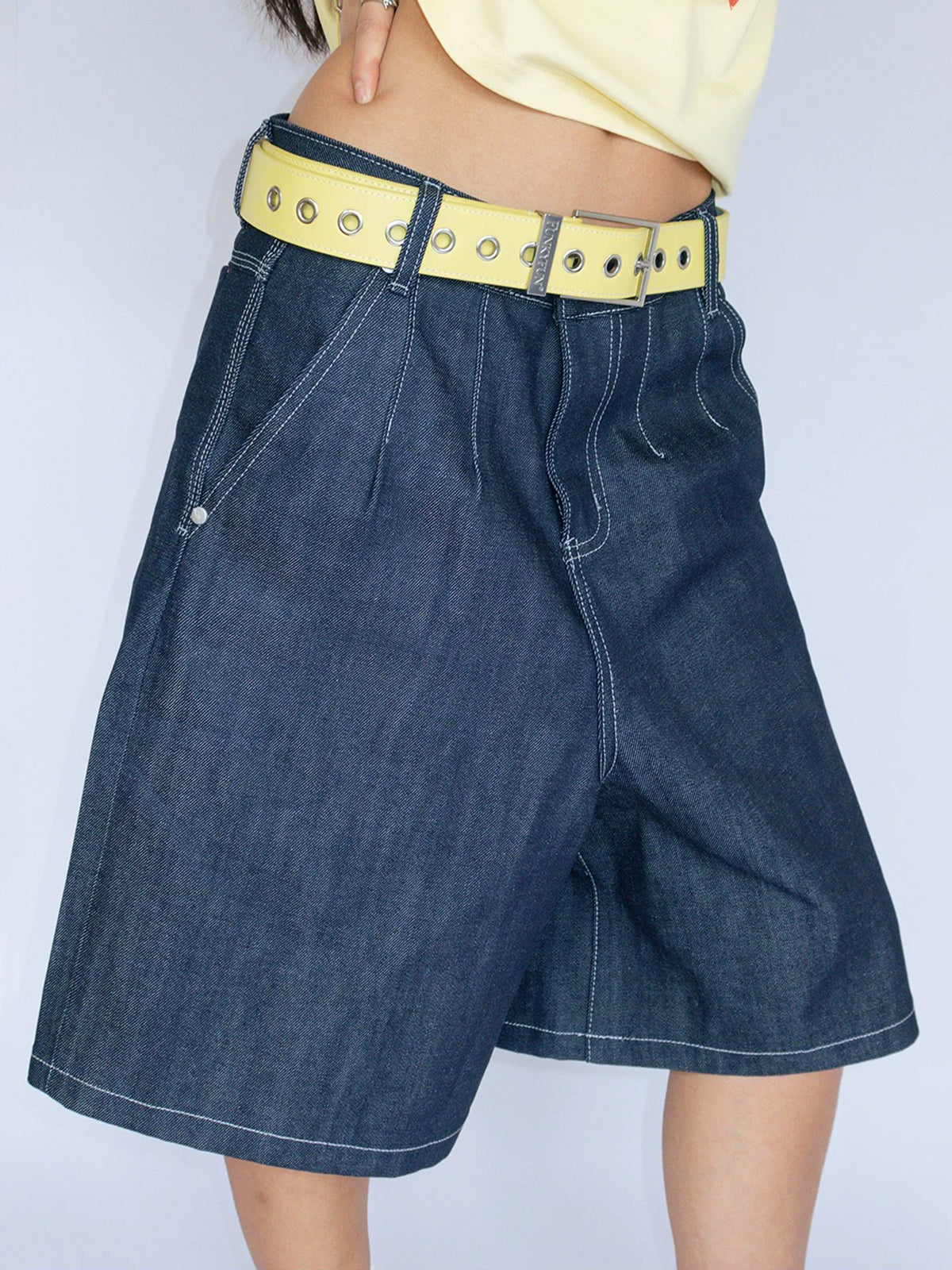 Brick Lane Wide-leg Slouchy Denim Jorts - Blue