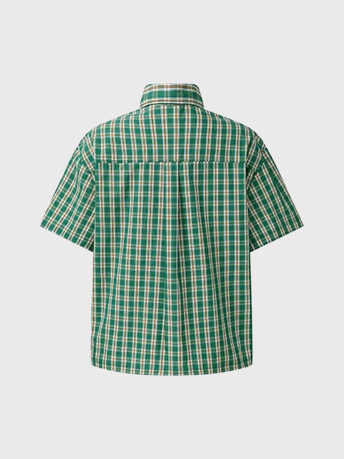 Co-ed Dorm Baggy Check Plaid Short Sleeve Tee - Green