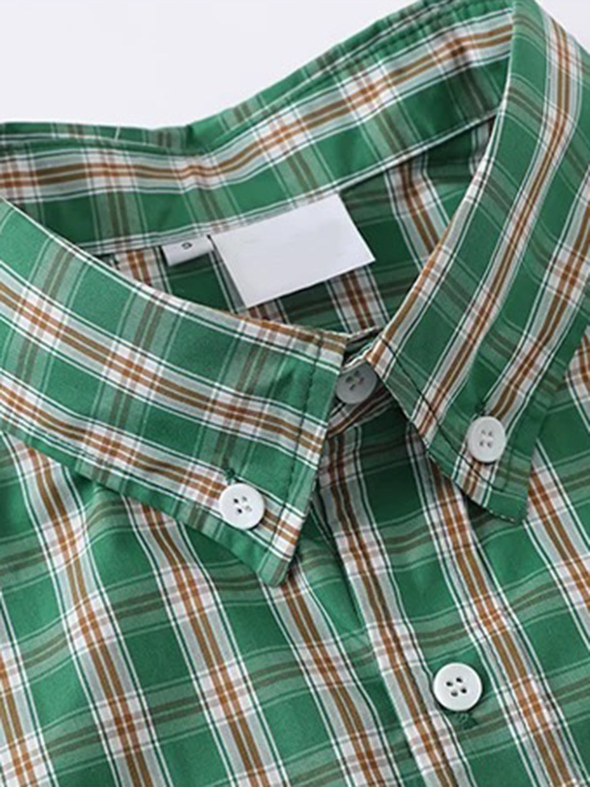 Co-ed Dorm Baggy Check Plaid Short Sleeve Tee - Green
