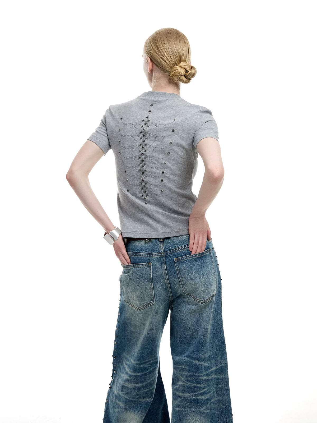 Brick Lane Skimming Retro Fitted Short Sleeve Tee - Grey