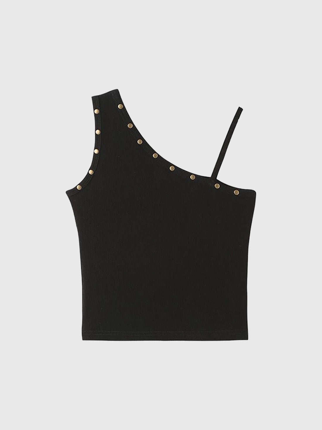 Brick Lane Asymmetric One-shoulder Fitted Tank - Black
