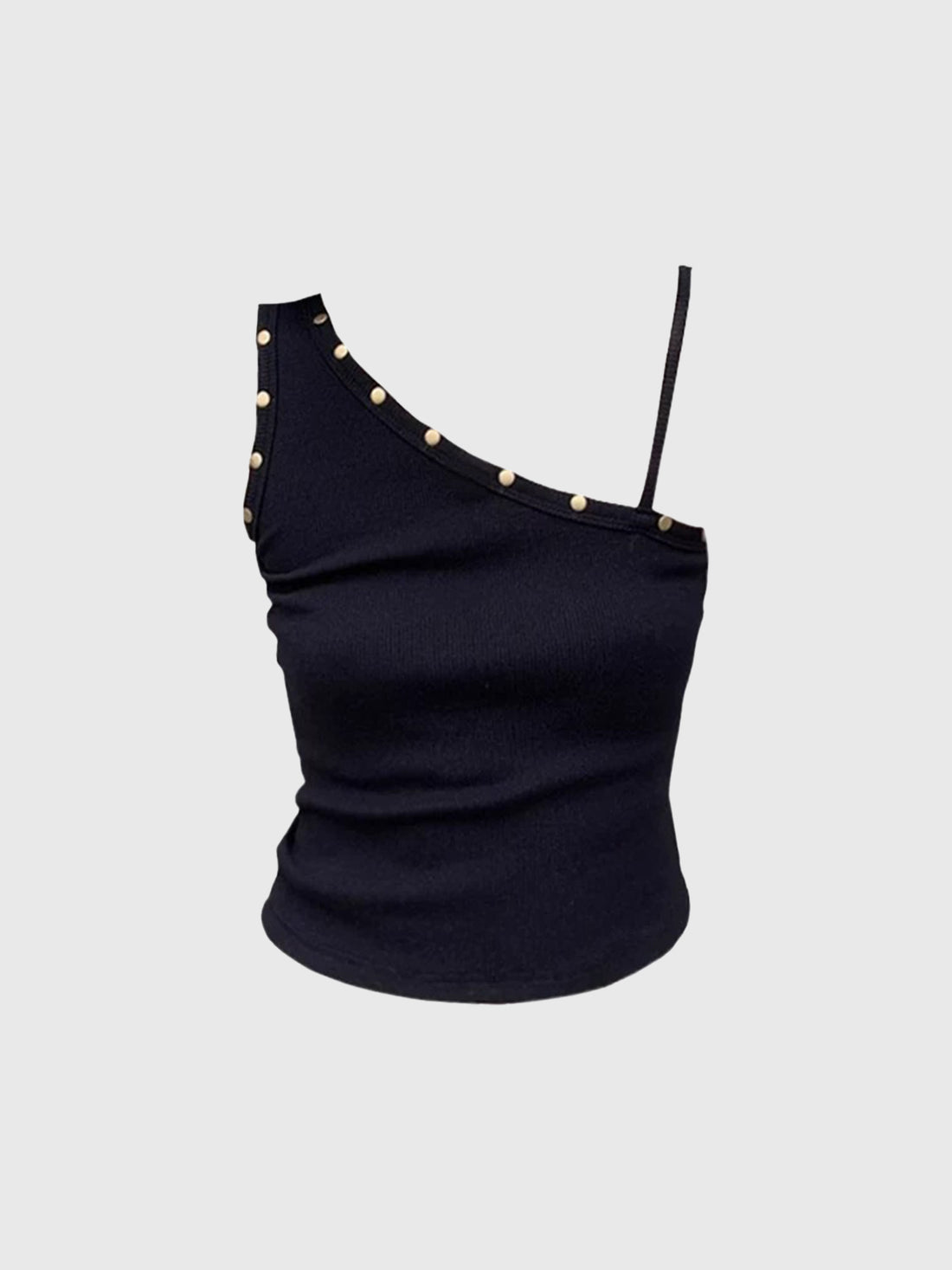Brick Lane Asymmetric One-shoulder Fitted Tank - Black