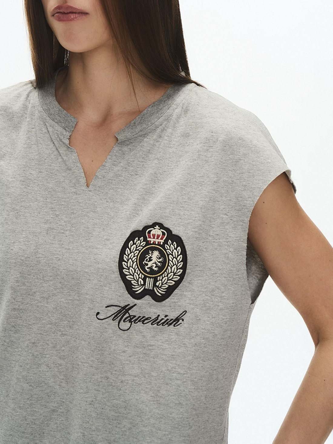 Brick Lane Baggy Embroidered Graphic Relaxed Tank - Grey
