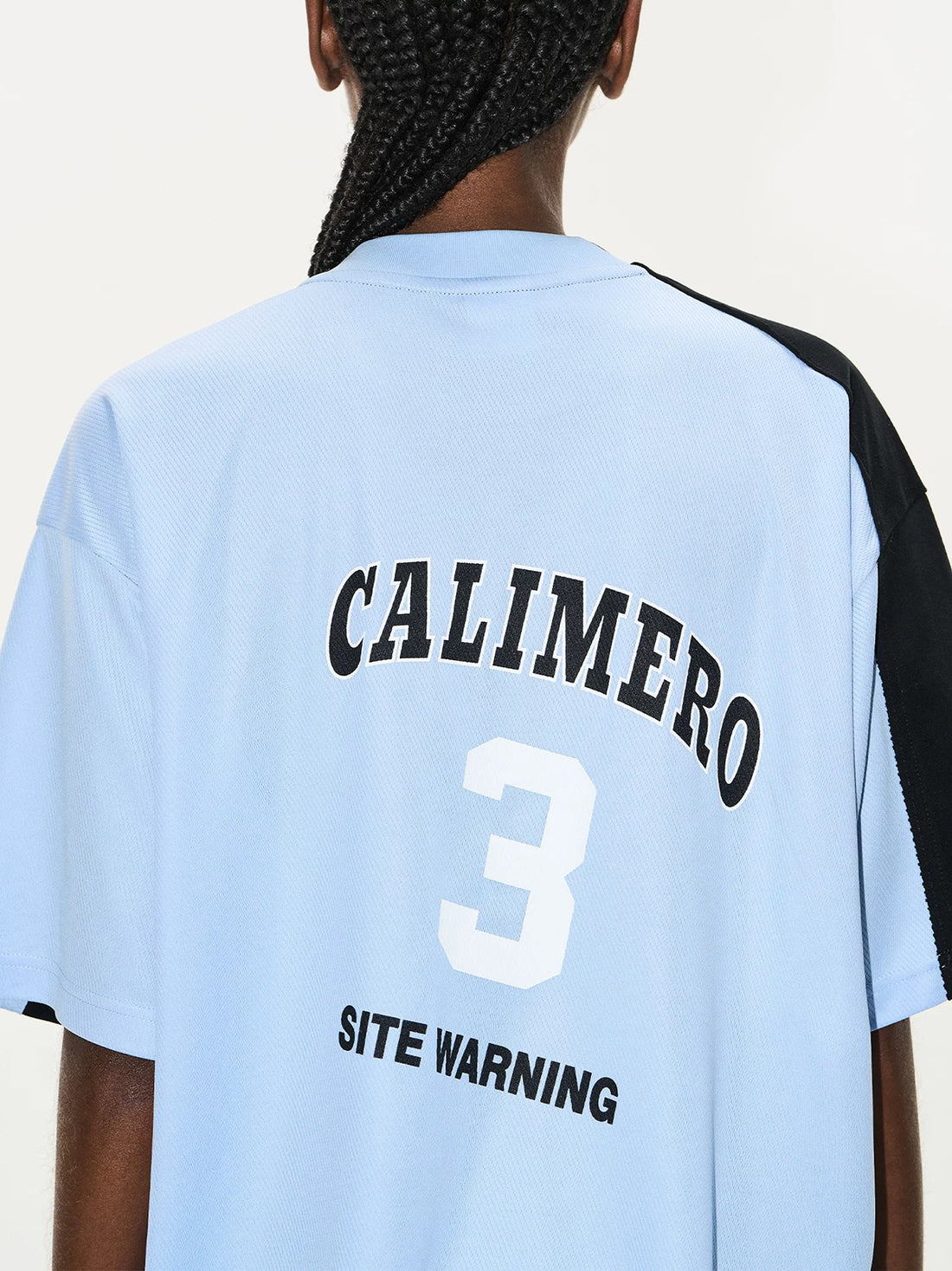 Brick Lane Baggy Contrast Color Patchwork Tee - Black/Blue