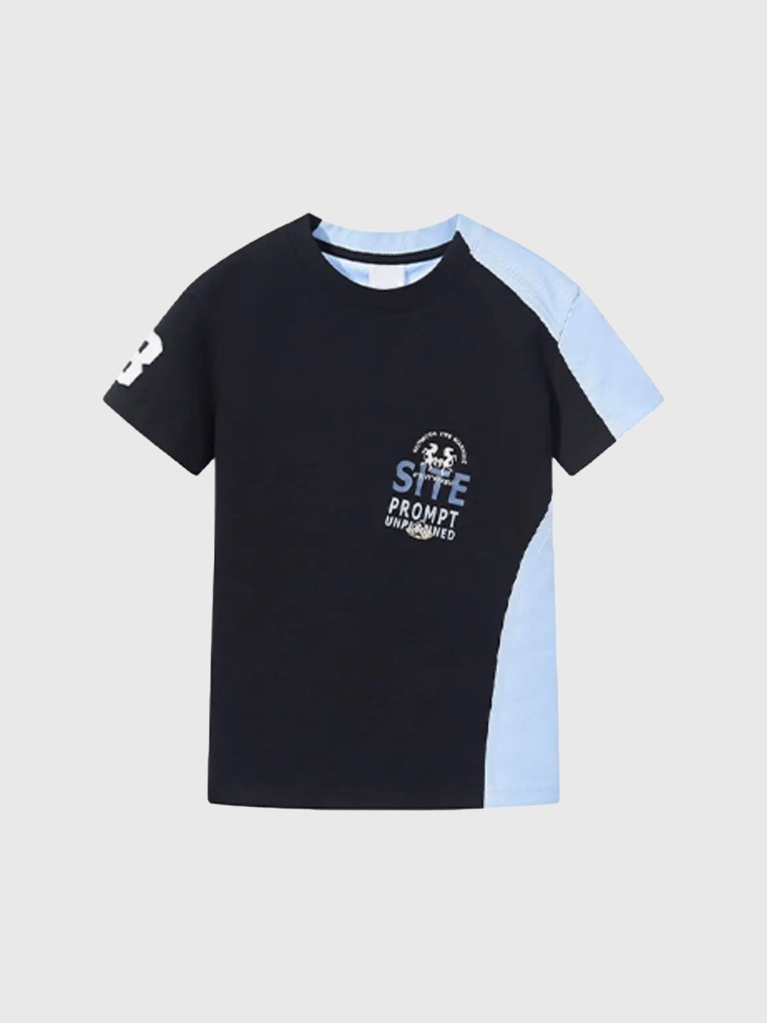 Brick Lane Skimming Contrast Color Sporty Fitted Tee - Black/Blue