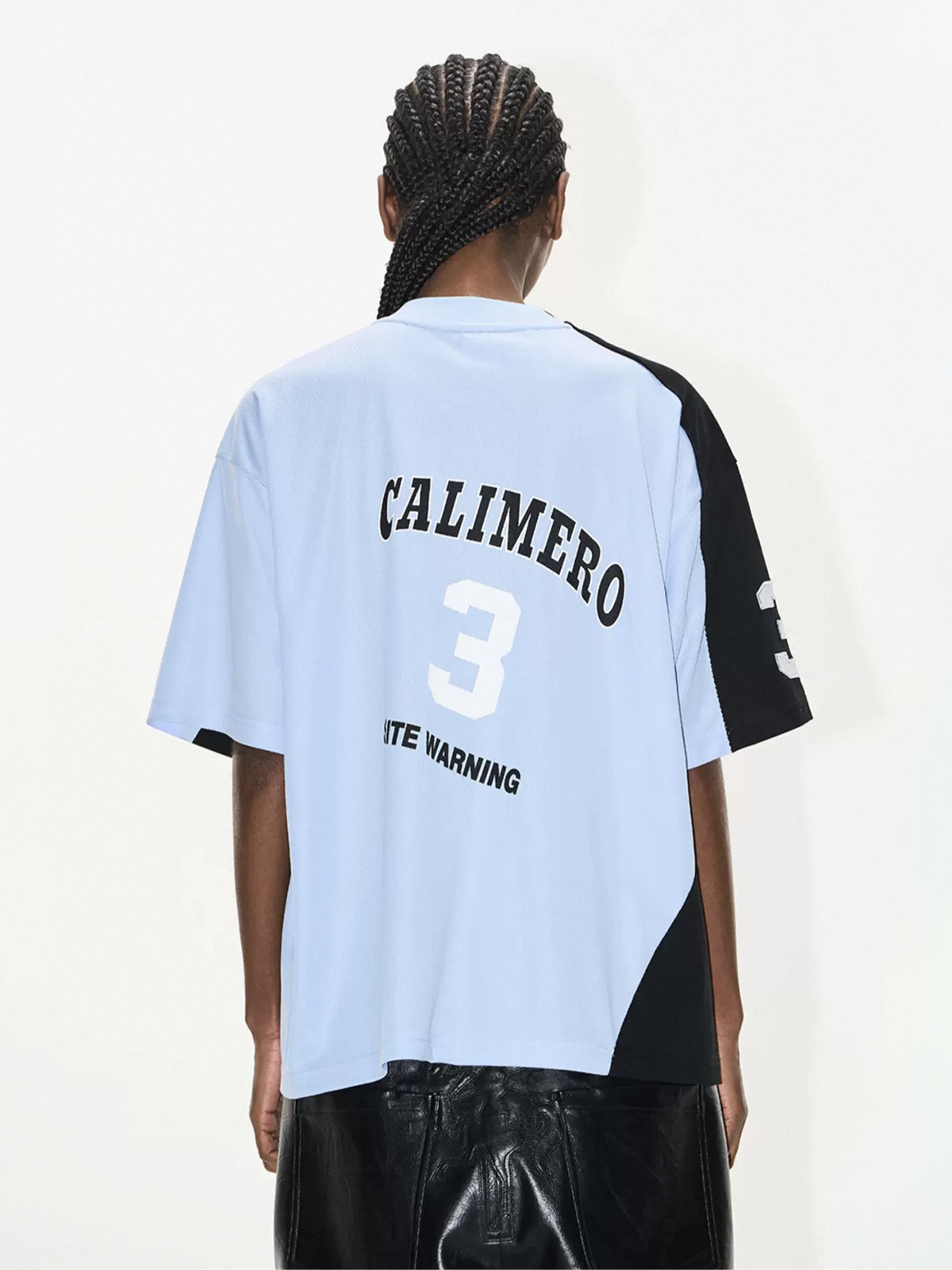 Brick Lane Baggy Contrast Color Patchwork Tee - Black/Blue