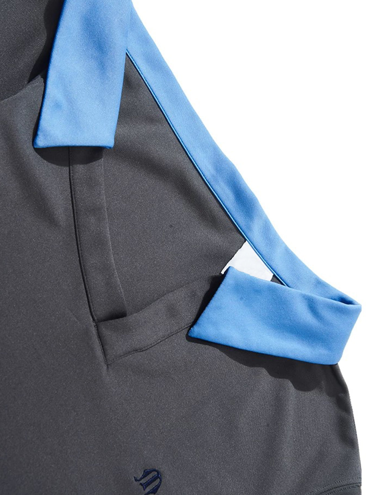 Brick Lane Asymmetric Contrast Color One-shoulder Tee - Grey/Blue