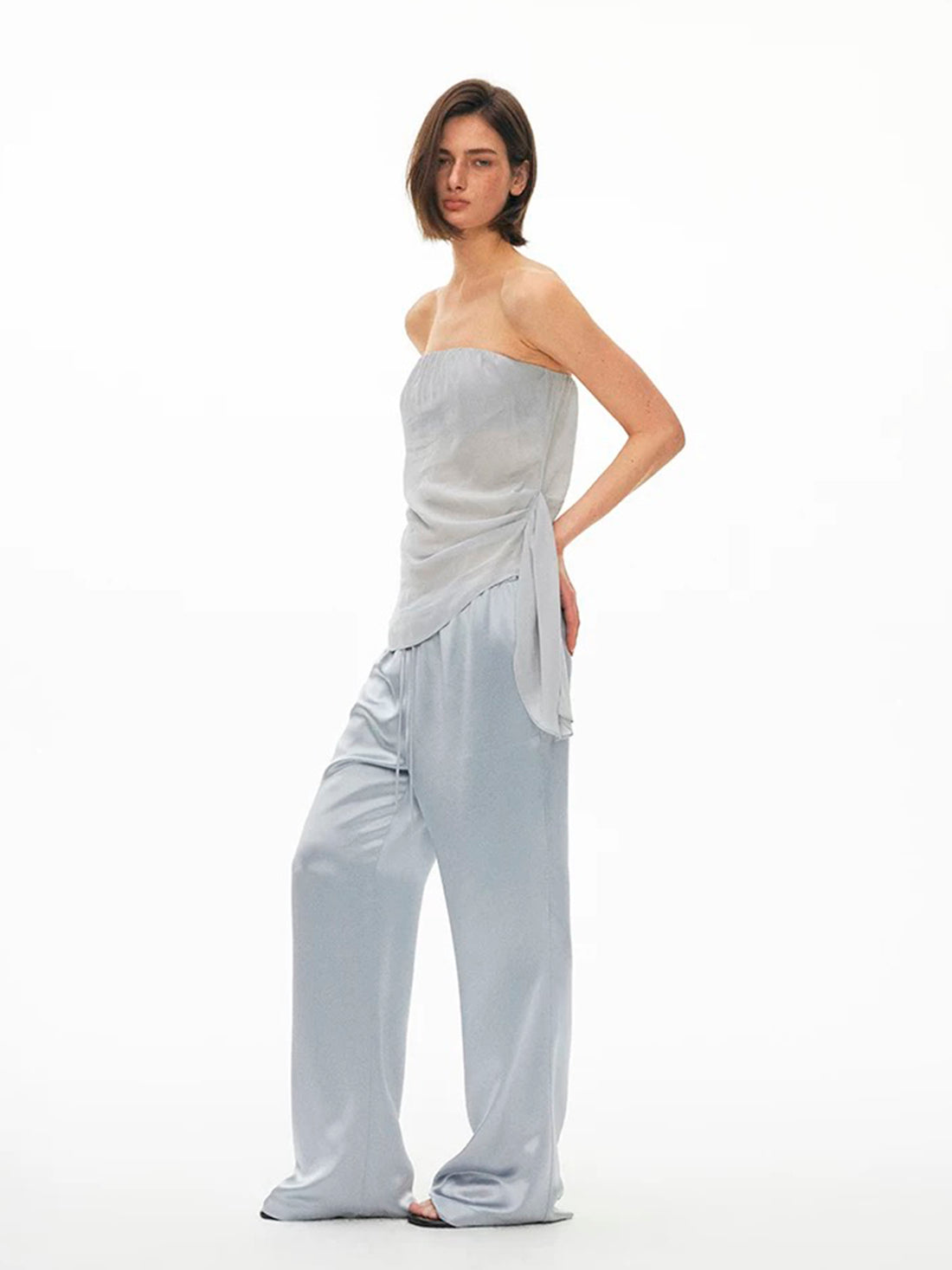 Dolled Office Asymmetric Mesh Patchwork Fitted Tank - Grey