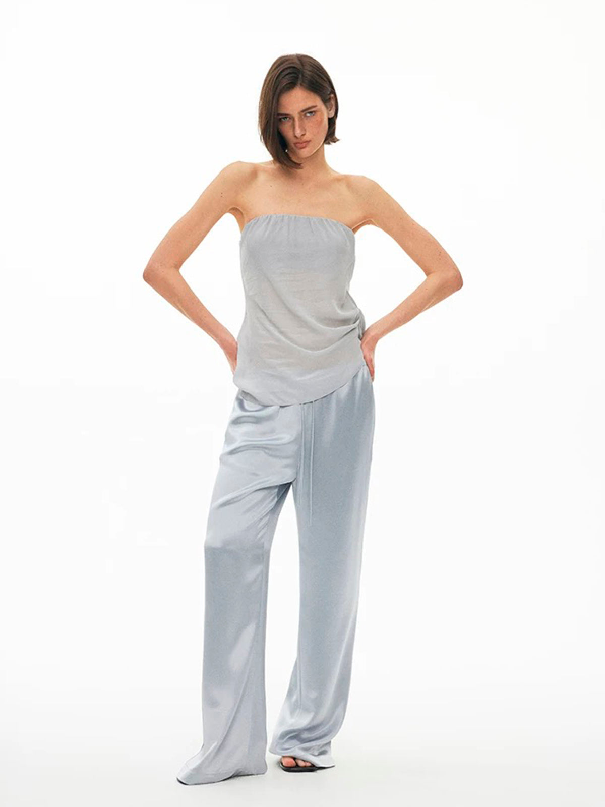 Dolled Office Asymmetric Mesh Patchwork Fitted Tank - Grey