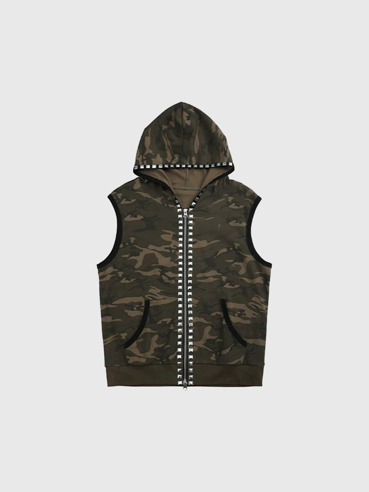Brick Lane Skimming Camouflage Hooded Utility Vest - Camo