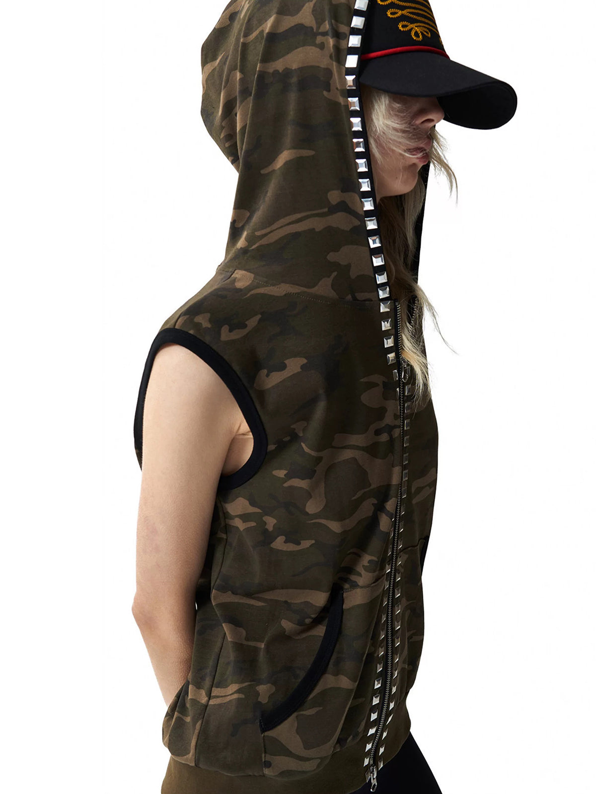 Brick Lane Skimming Camouflage Hooded Utility Vest - Camo