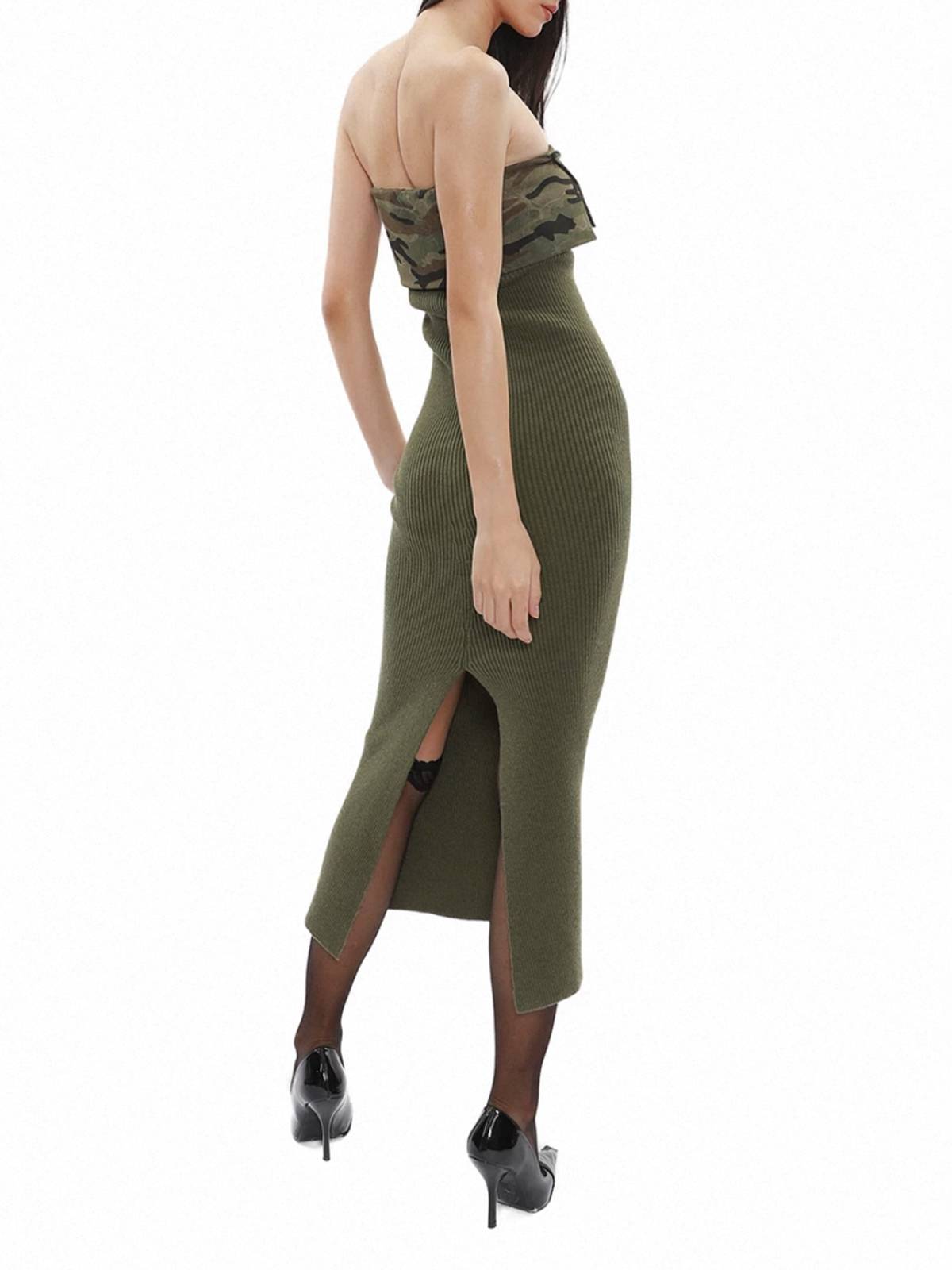 Brick Lane Skimming Camouflage Maxi Bodycon Skirt - Camo