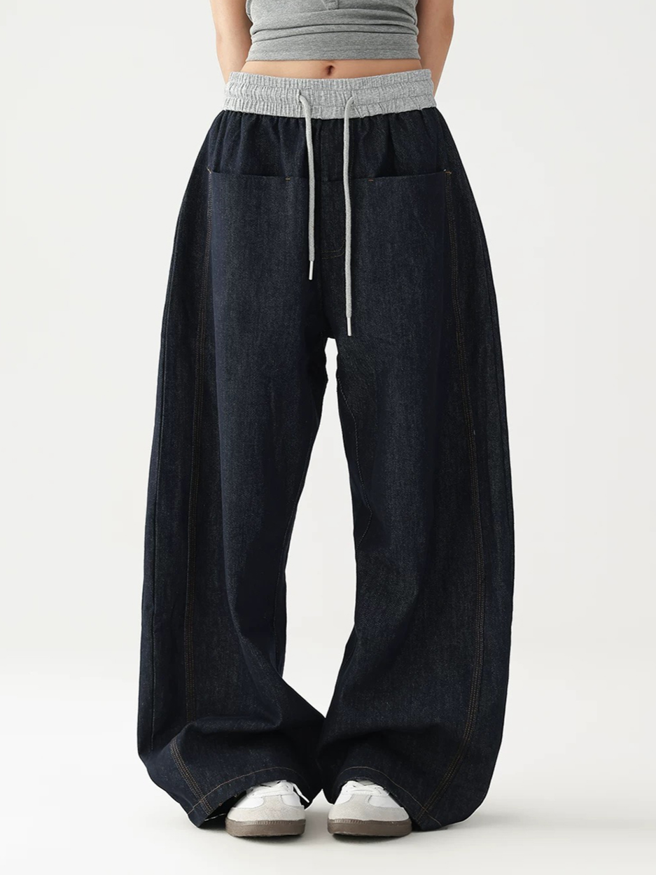 Brick Lane Curved Cut Slouchy Relaxed Jeans - Black