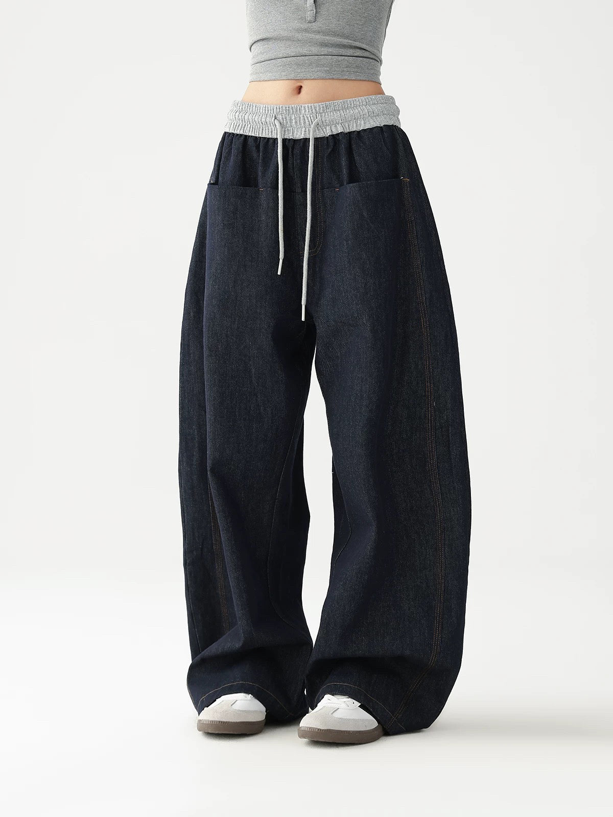 Brick Lane Curved Cut Slouchy Relaxed Jeans - Black