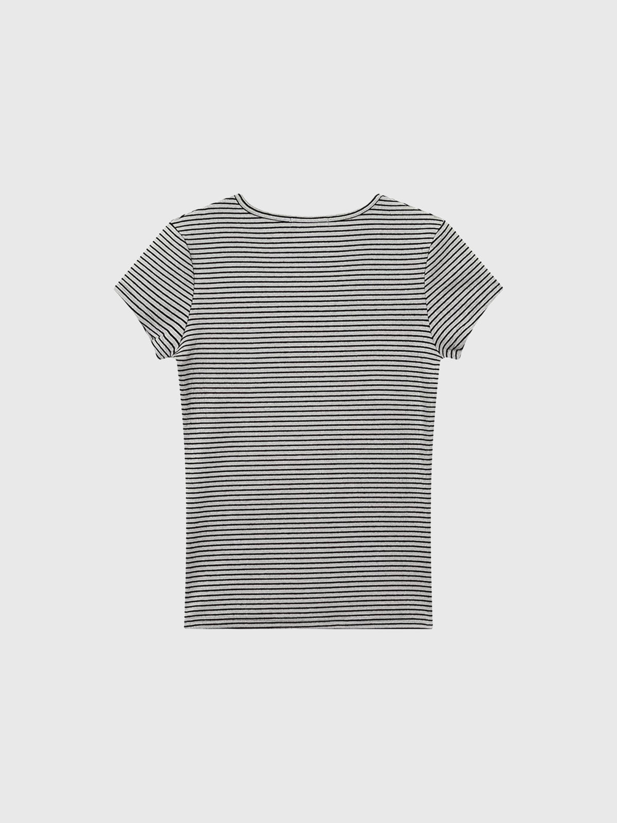 Brick Lane Skimming Rhinestone Stripe Fitted Tee - Grey