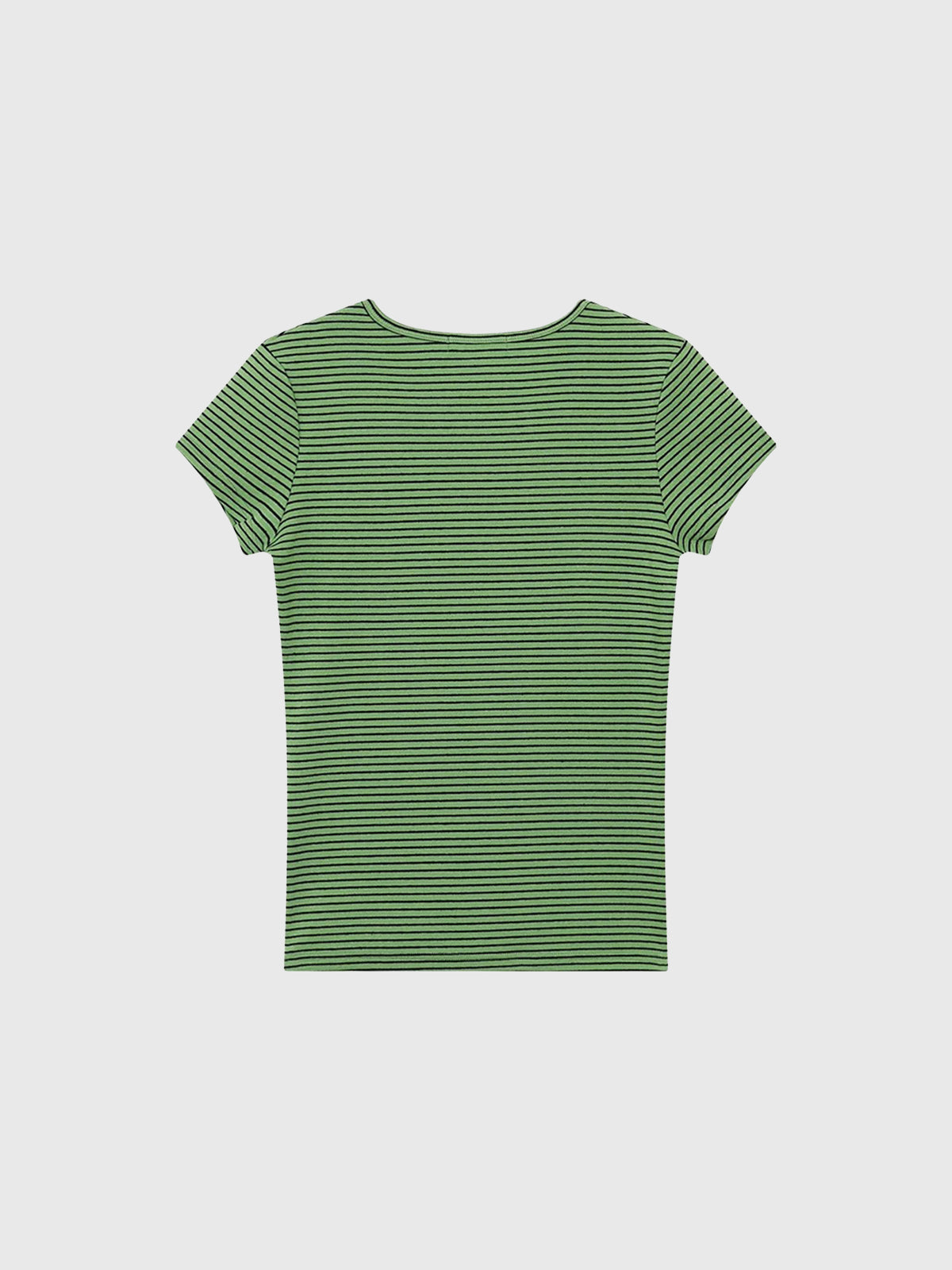 Brick Lane Skimming Rhinestone Stripe Fitted Tee - Green