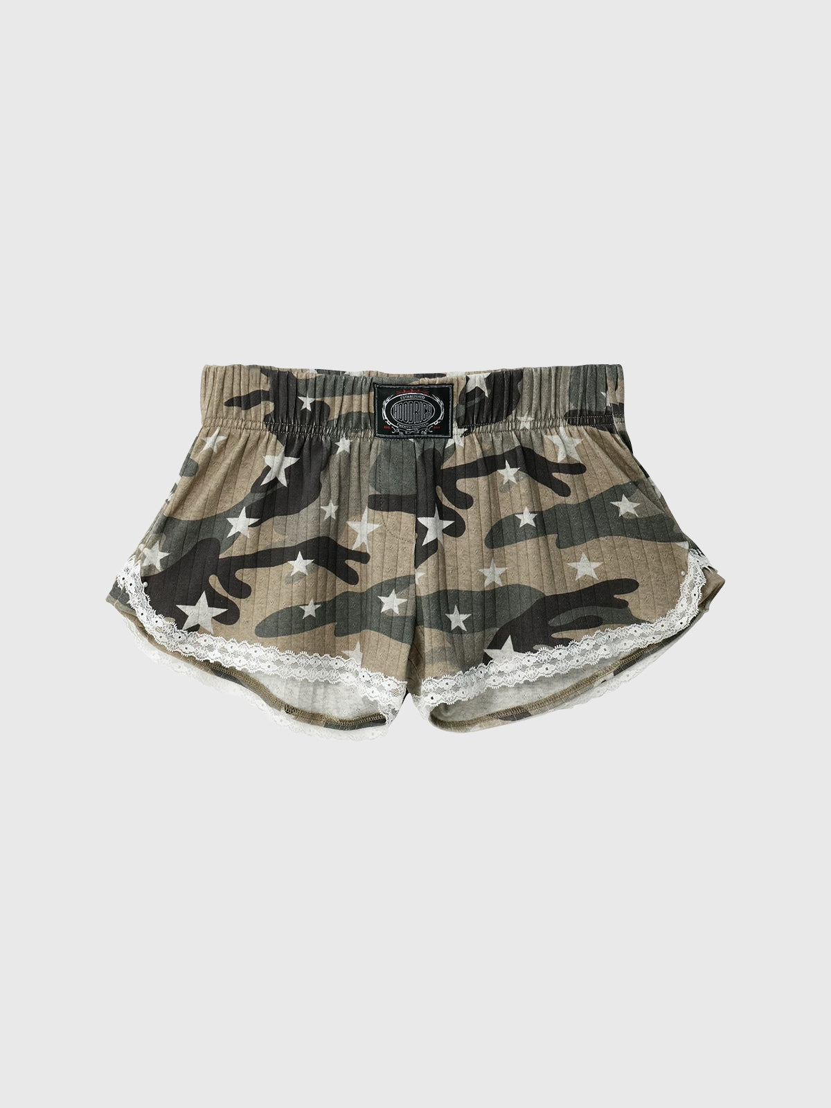 Brick Lane Star Embroidered Camouflage Mini Shorts - Camo