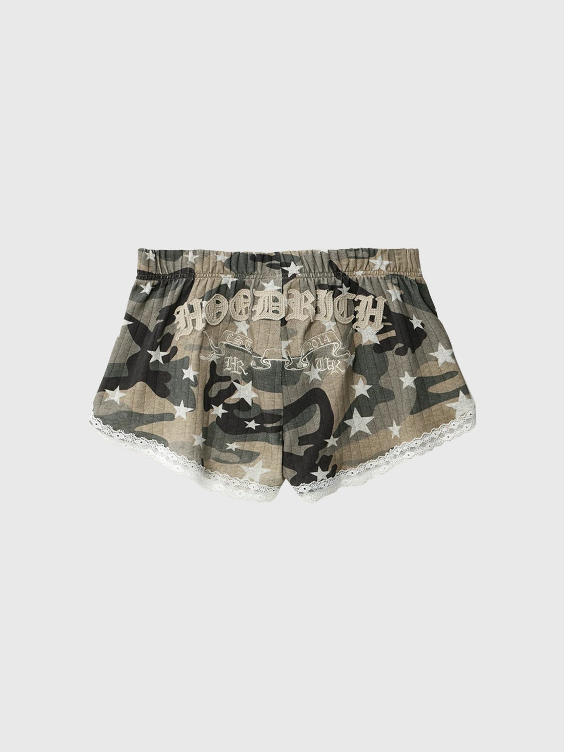 Brick Lane Star Embroidered Camouflage Mini Shorts - Camo
