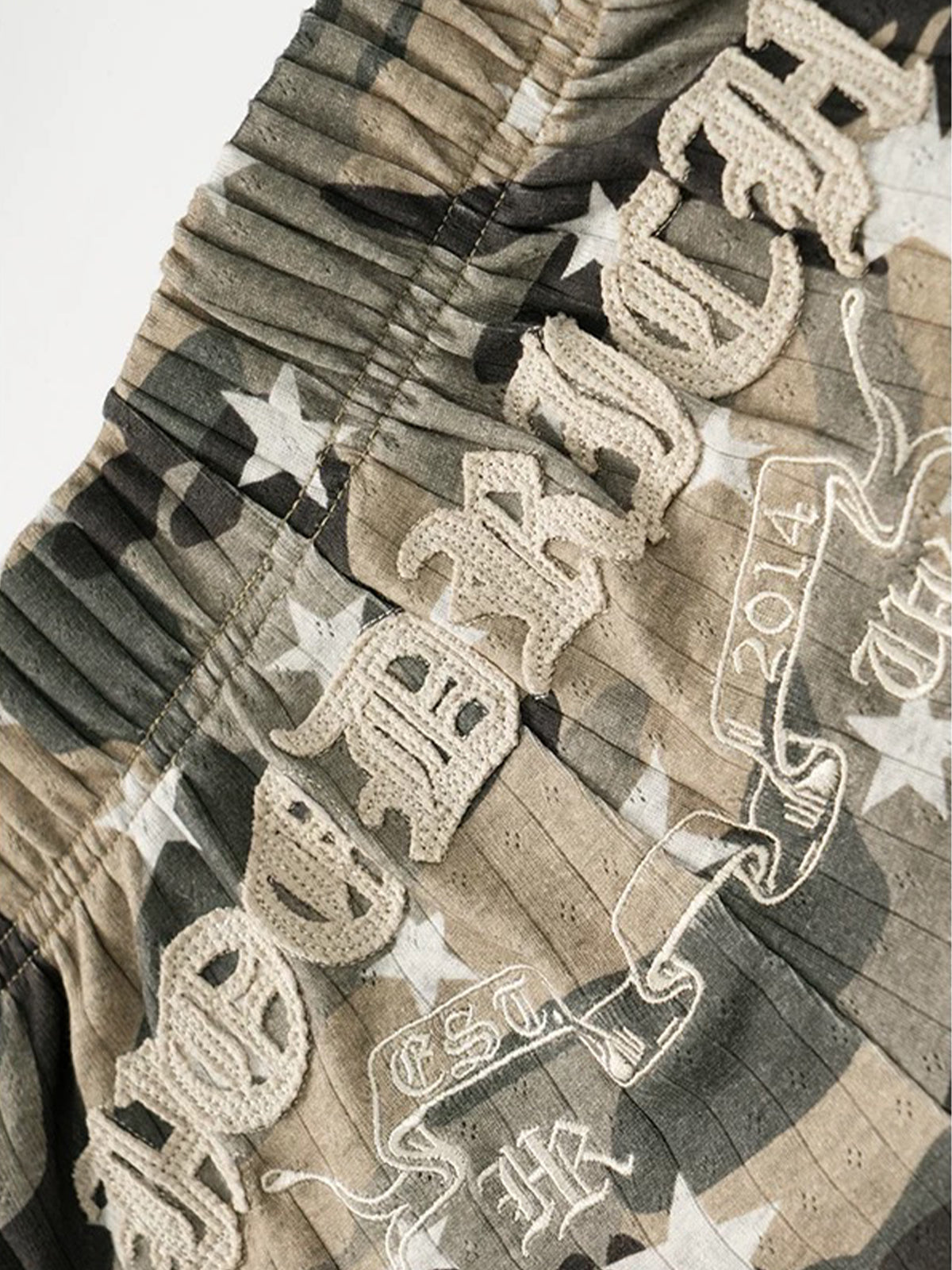 Brick Lane Star Embroidered Camouflage Mini Shorts - Camo