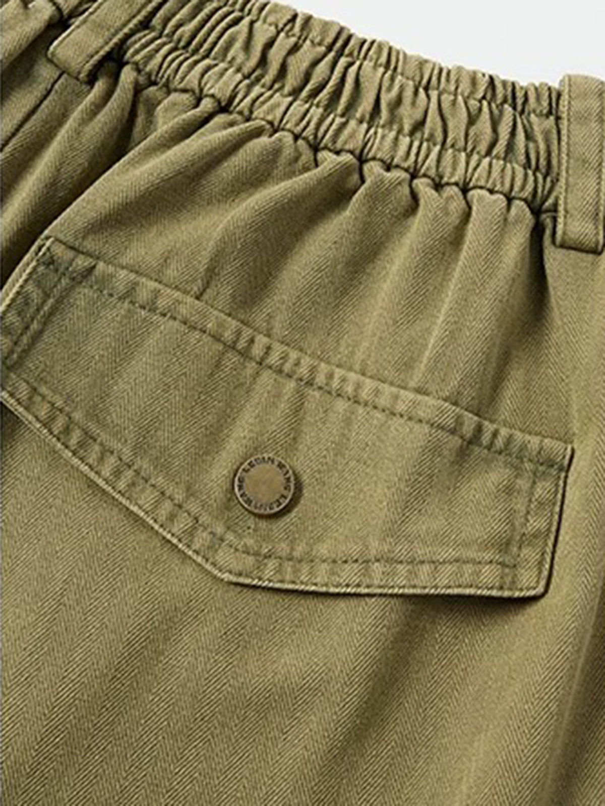 Brick Lane Embroidered Graphic Relaxed Utility Pants - Khaki