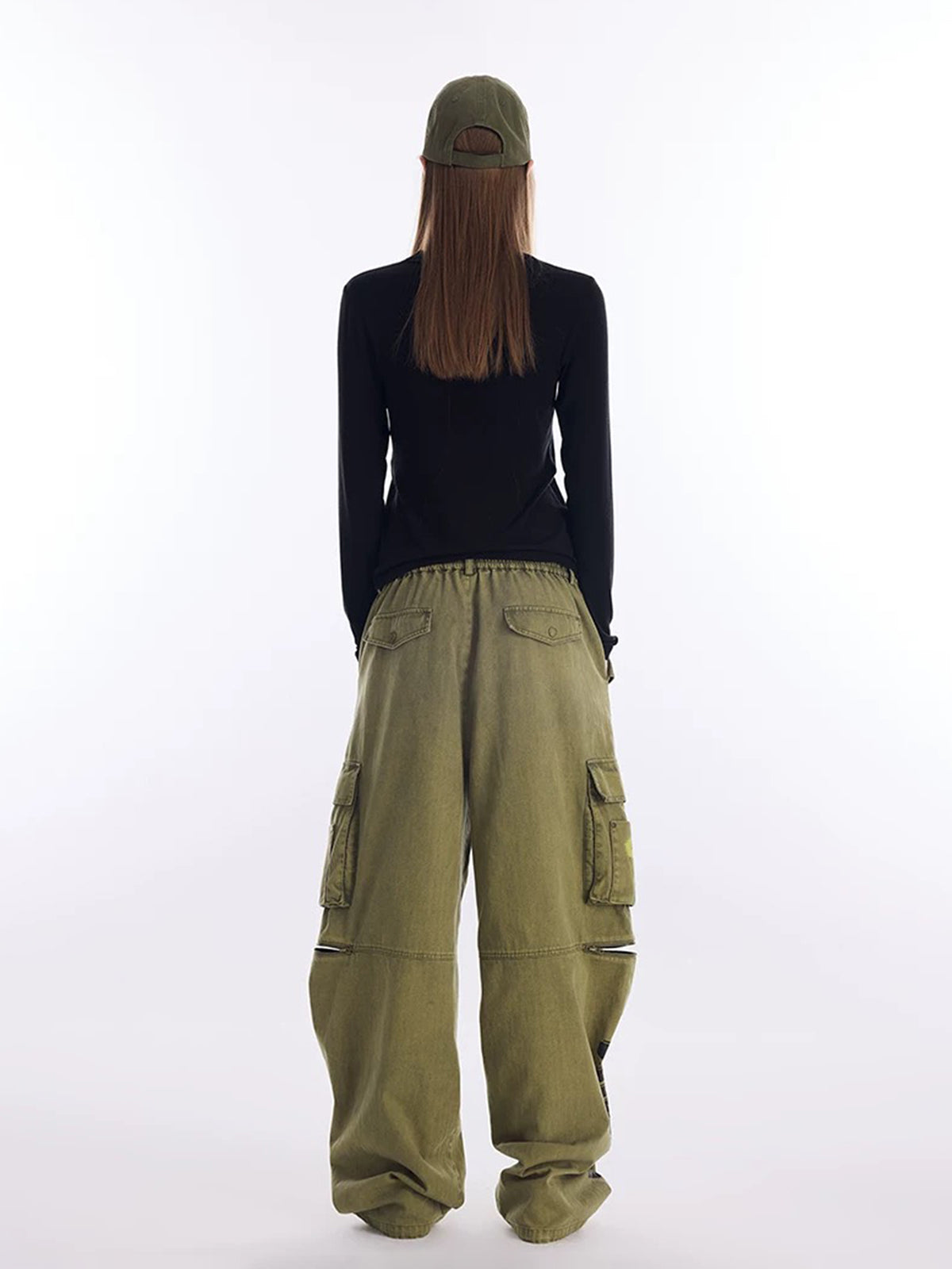 Brick Lane Embroidered Graphic Relaxed Utility Pants - Khaki
