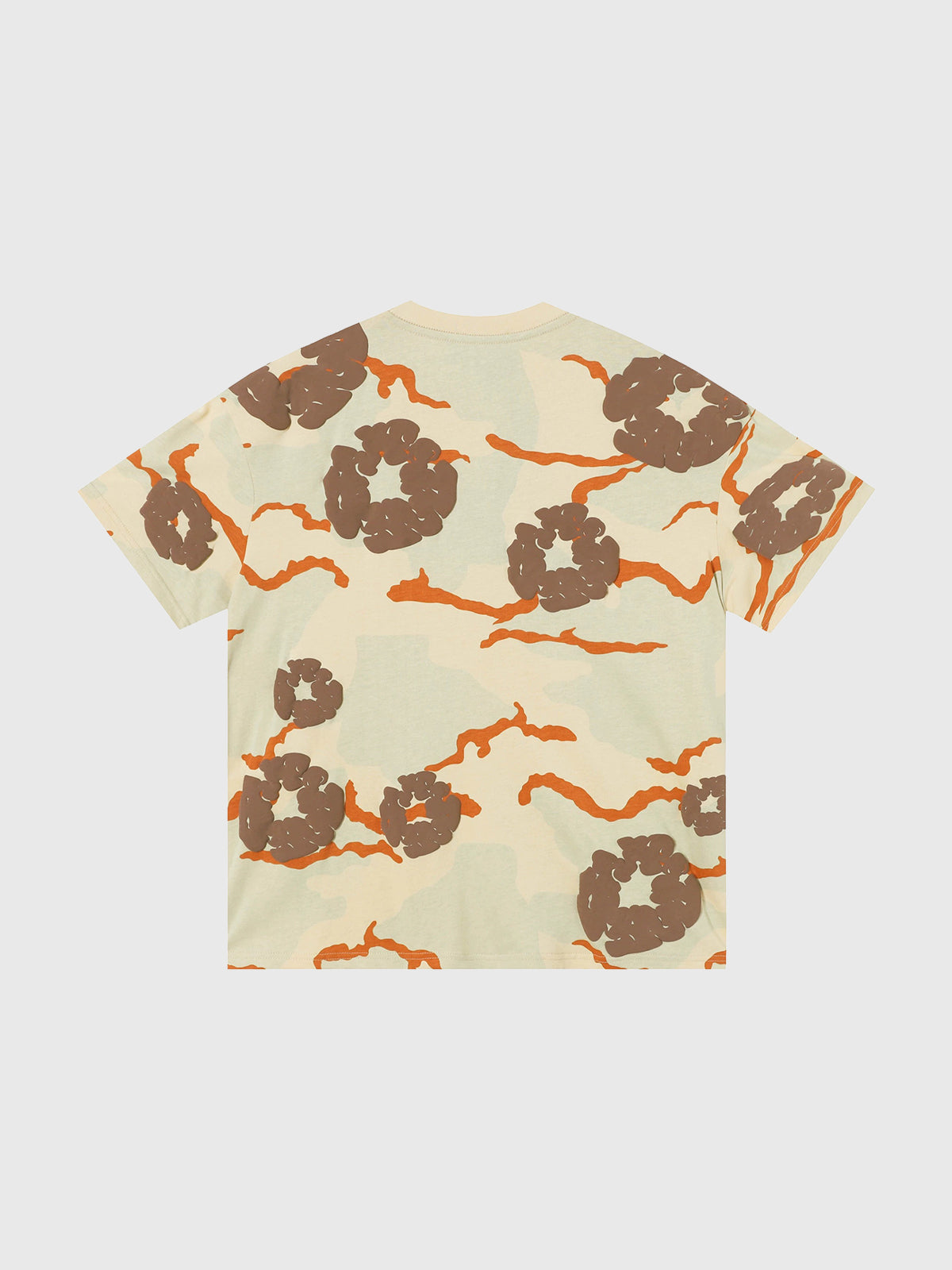 Brick Lane Baggy Flowers Camouflage Contrast Color Tee - Orange/Camo
