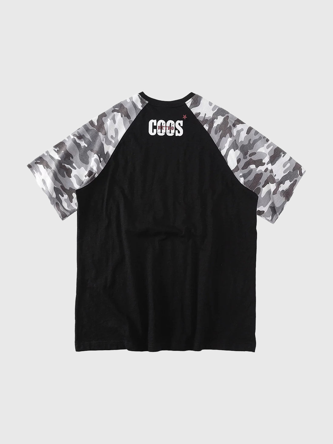 Brick Lane Baggy Star Camouflage Patchwork Tee - Black