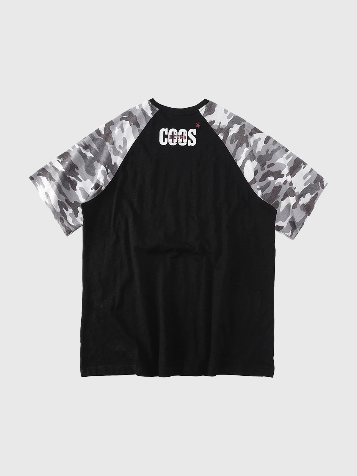 Brick Lane Baggy Star Camouflage Patchwork Tee - Black