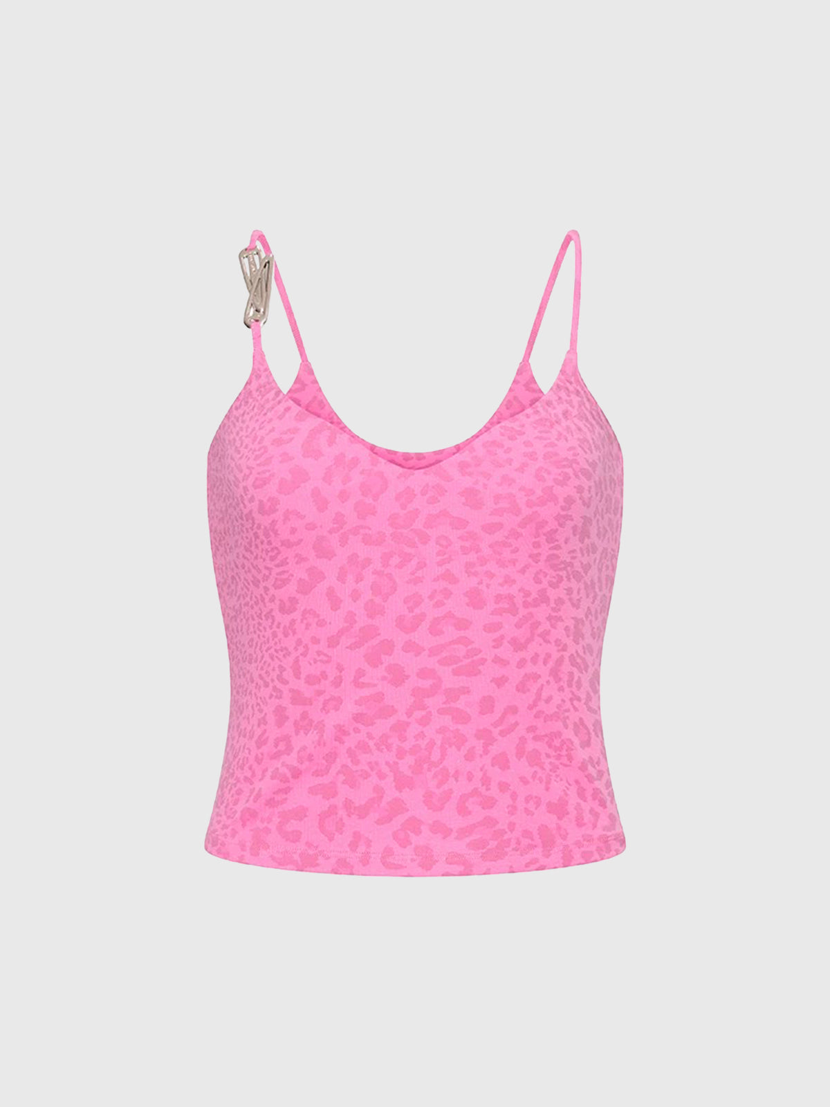 Brick Lane Skimming Leopard Print Cami Tank - Pink