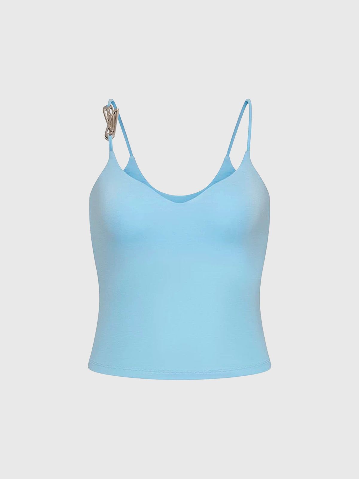 Brick Lane Skimming Leopard Print Fitted Cami Tank - Light Blue