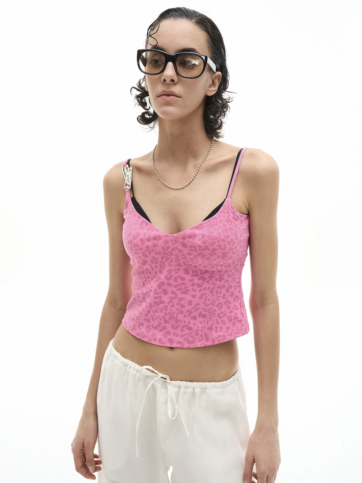 Brick Lane Skimming Leopard Print Cami Tank - Pink