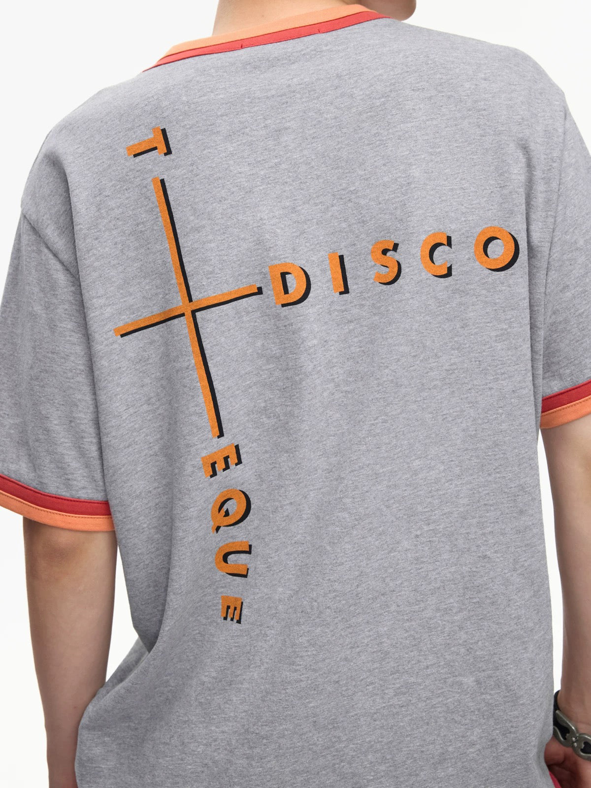Brick Lane Baggy Contrast Color Graphic Relaxed Tee - Grey