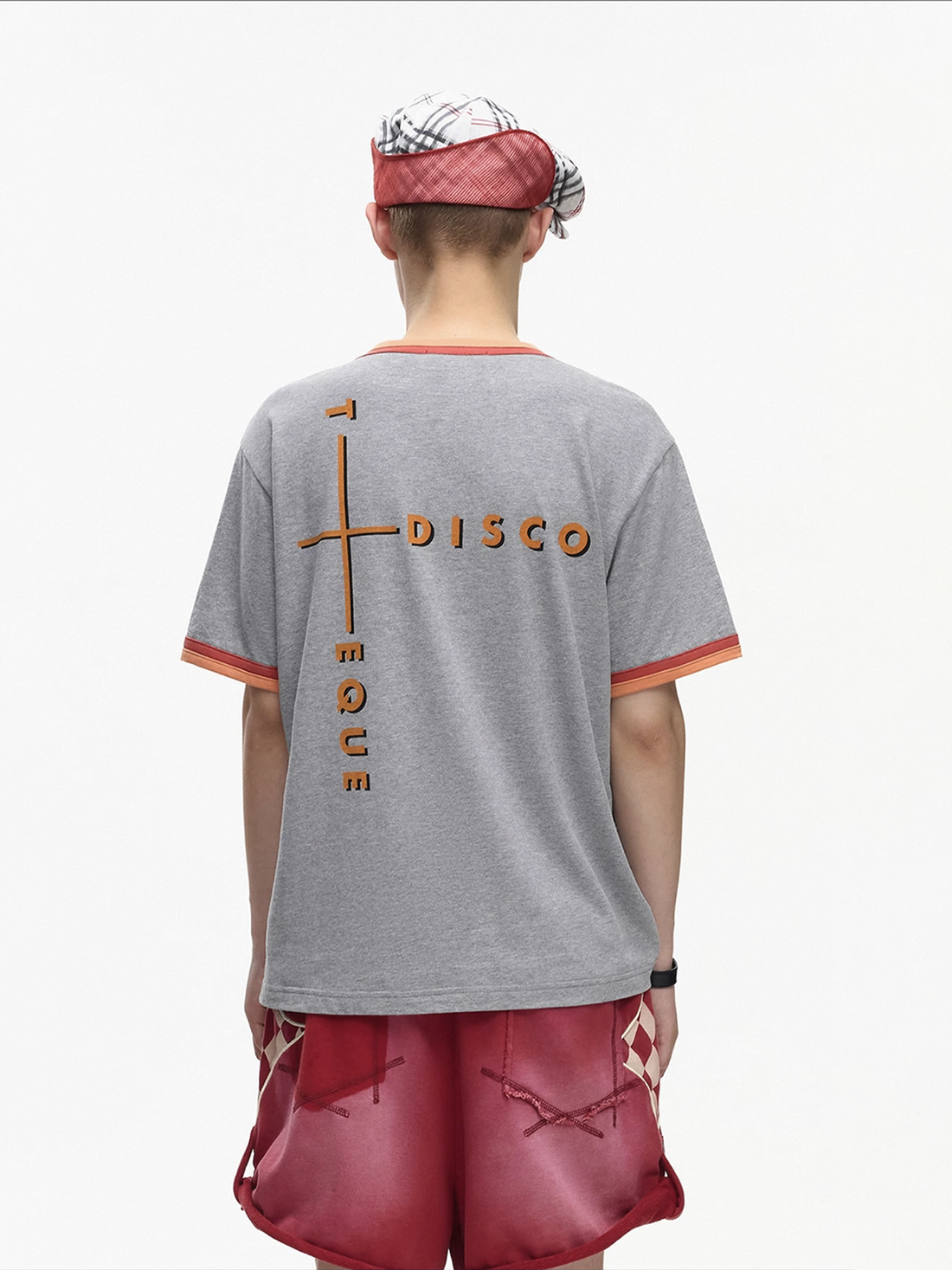 Brick Lane Baggy Contrast Color Graphic Relaxed Tee - Grey