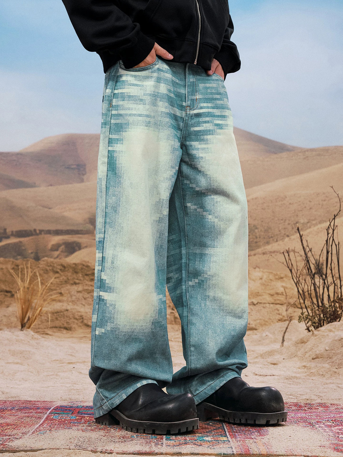 Brick Lane Wide-leg Vintage Washed Relaxed Jeans - Light Blue