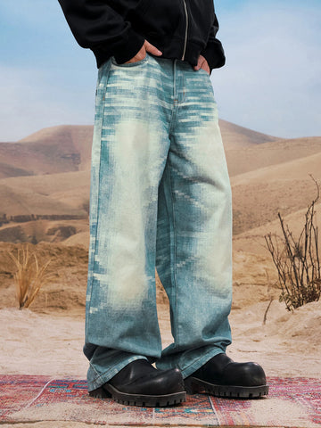 Brick Lane Wide-leg Vintage Washed Relaxed Jeans - Light Blue