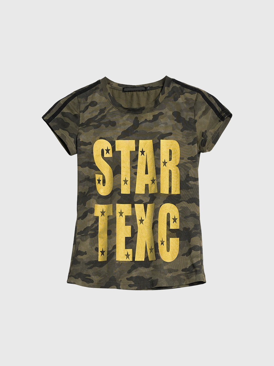 Brick Lane Skimming Contrast Color Camouflage Graphic Tee - Camo