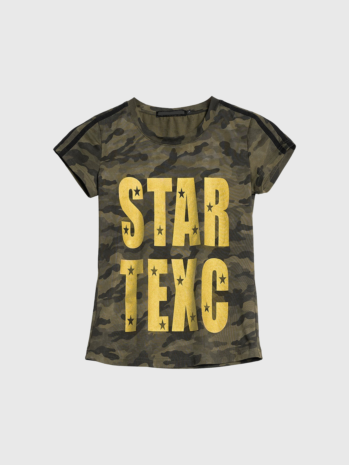 Brick Lane Skimming Contrast Color Camouflage Graphic Tee - Camo
