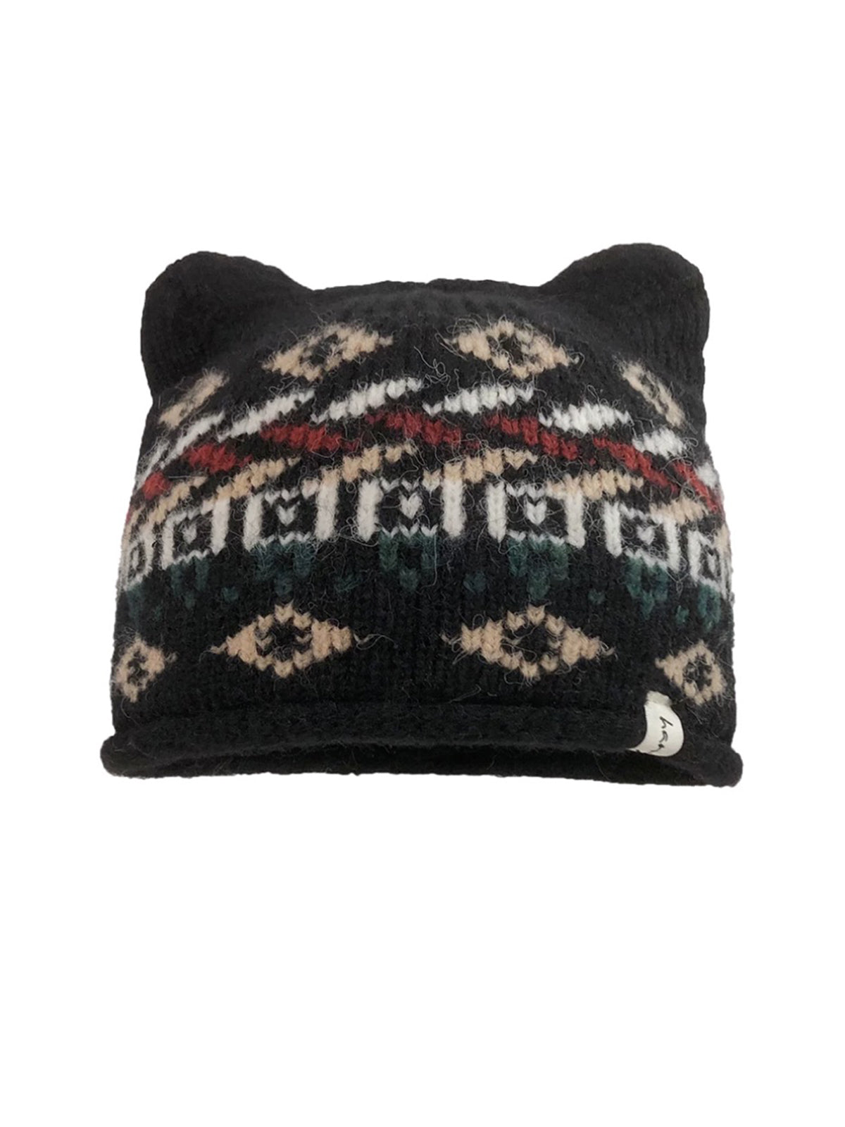 Co-ed Dorm Casual Cat-Ear Jacquard Beanie - Black