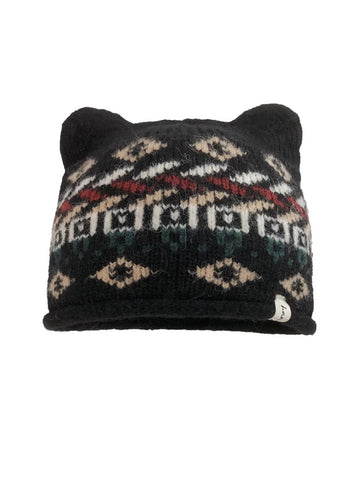 Co-ed Dorm Casual Cat-Ear Jacquard Beanie - Black