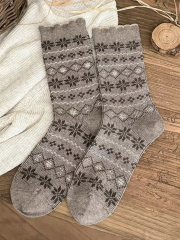 American Club Casual Marled Ribbed Crew Socks - Grey