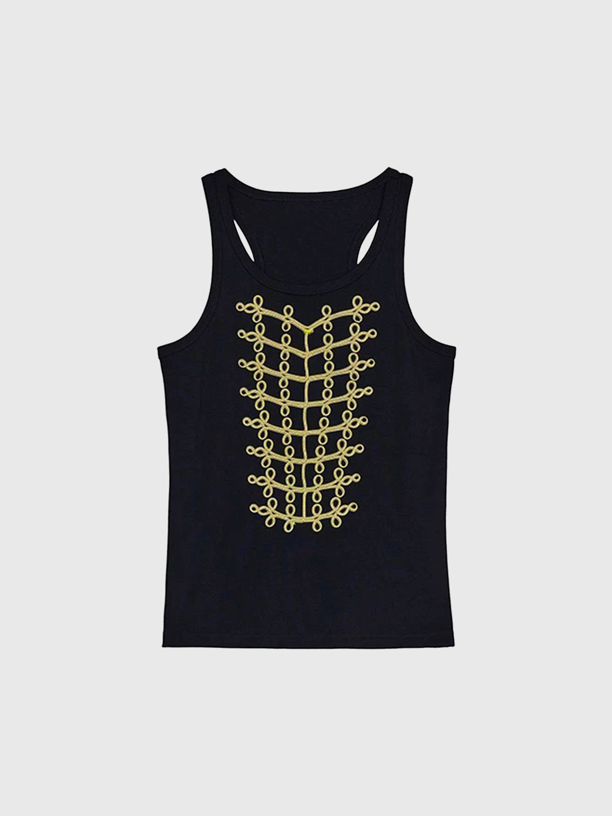 Brick Lane Skimming Graphic Print Fitted Racerback Tank - Black