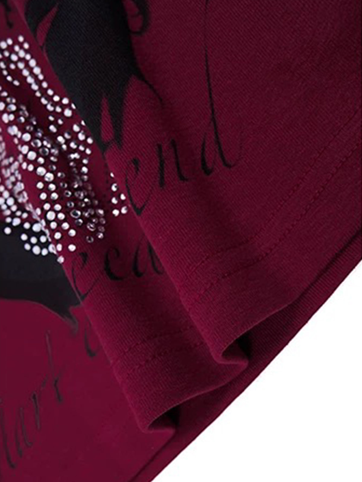 Brick Lane Skimming Rhinestone Graphic Print Tube Top - Burgundy