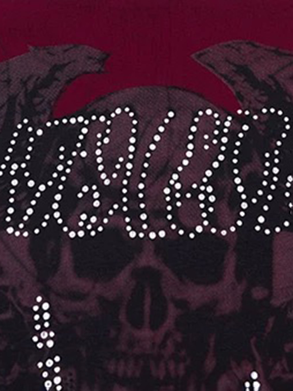 Brick Lane Skimming Rhinestone Graphic Print Tube Top - Burgundy