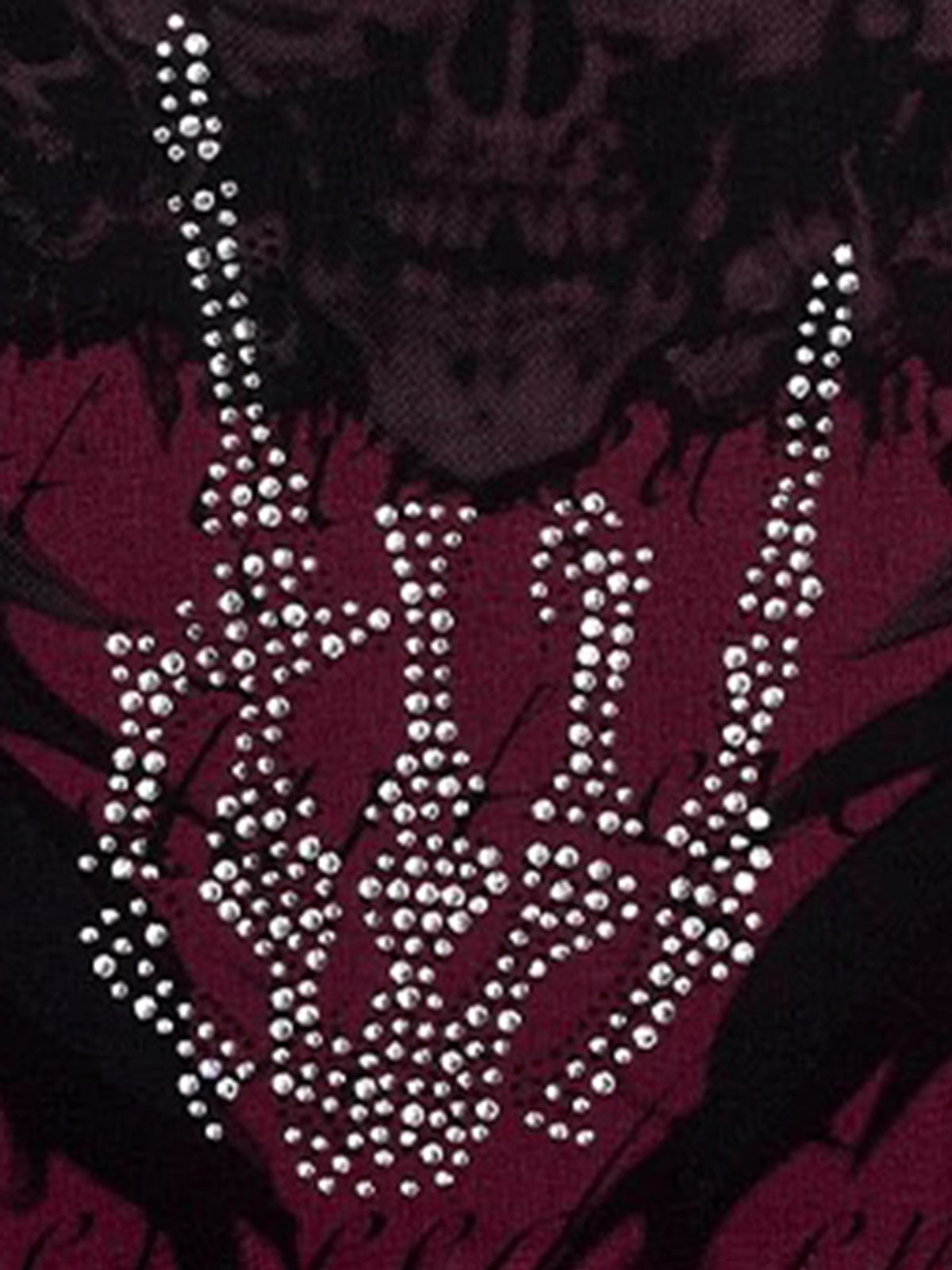 Brick Lane Skimming Rhinestone Graphic Print Tube Top - Burgundy