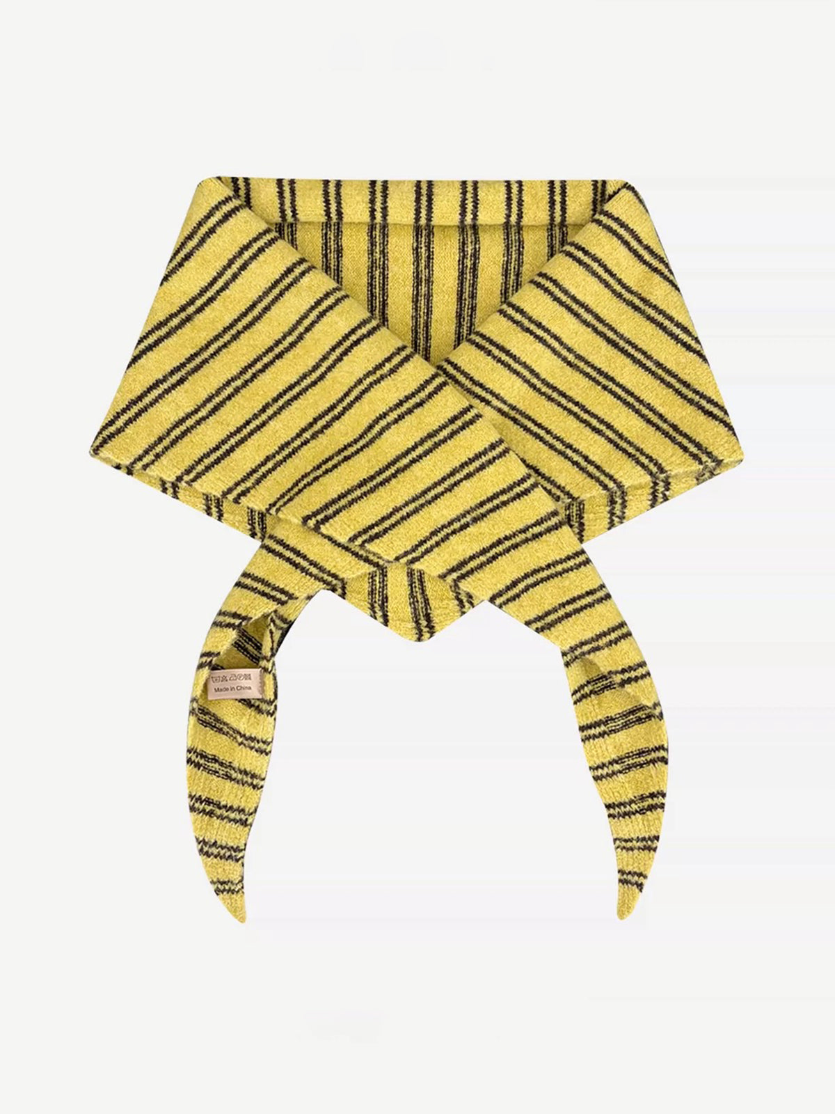 American Club Casual Striped Knit Skinny Scarf - Yellow