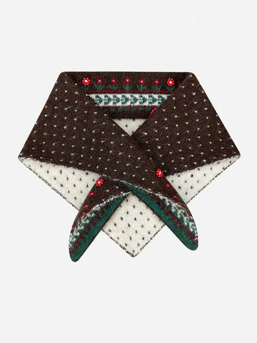American Club Casual Polka Dot Knit Skinny Scarf - Brown