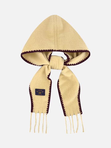 American Club Casual Colorblock Fringe Hooded Scarf - Yellow
