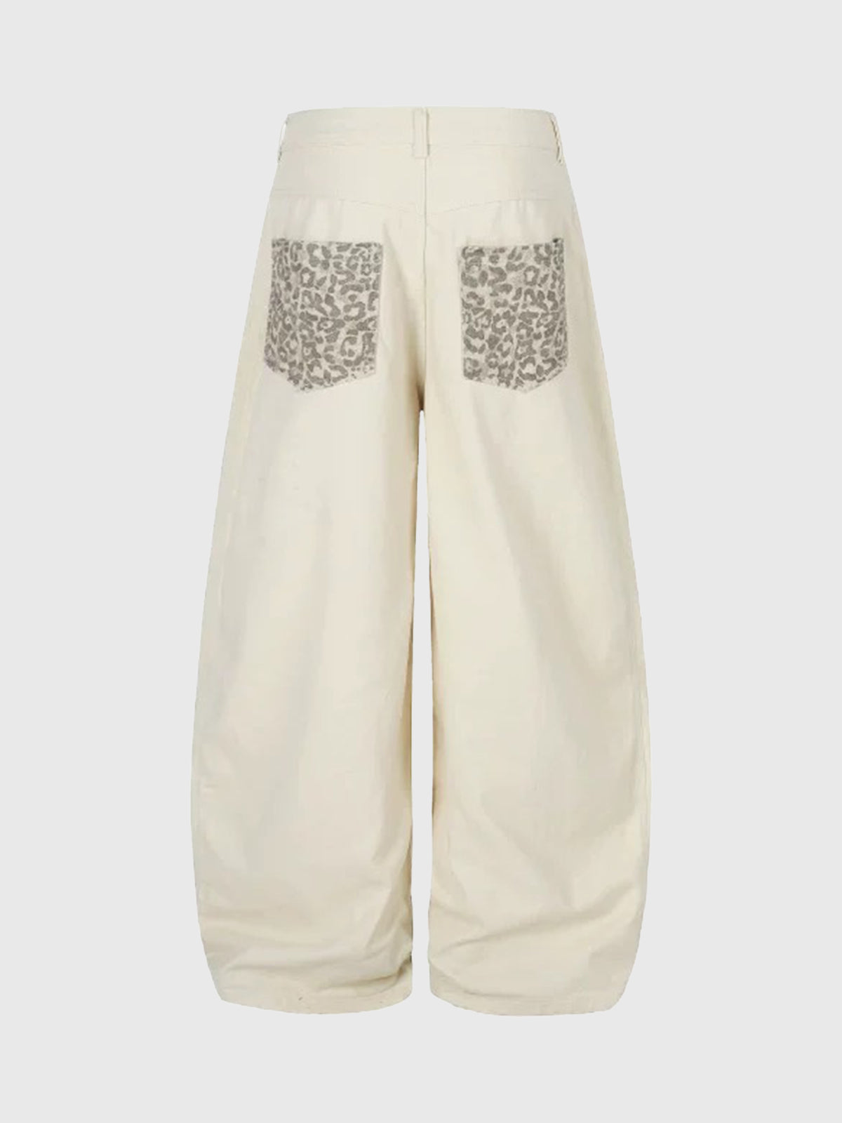 Brick Lane Curved-cut Leopard Pocket Parachute Pants -- White