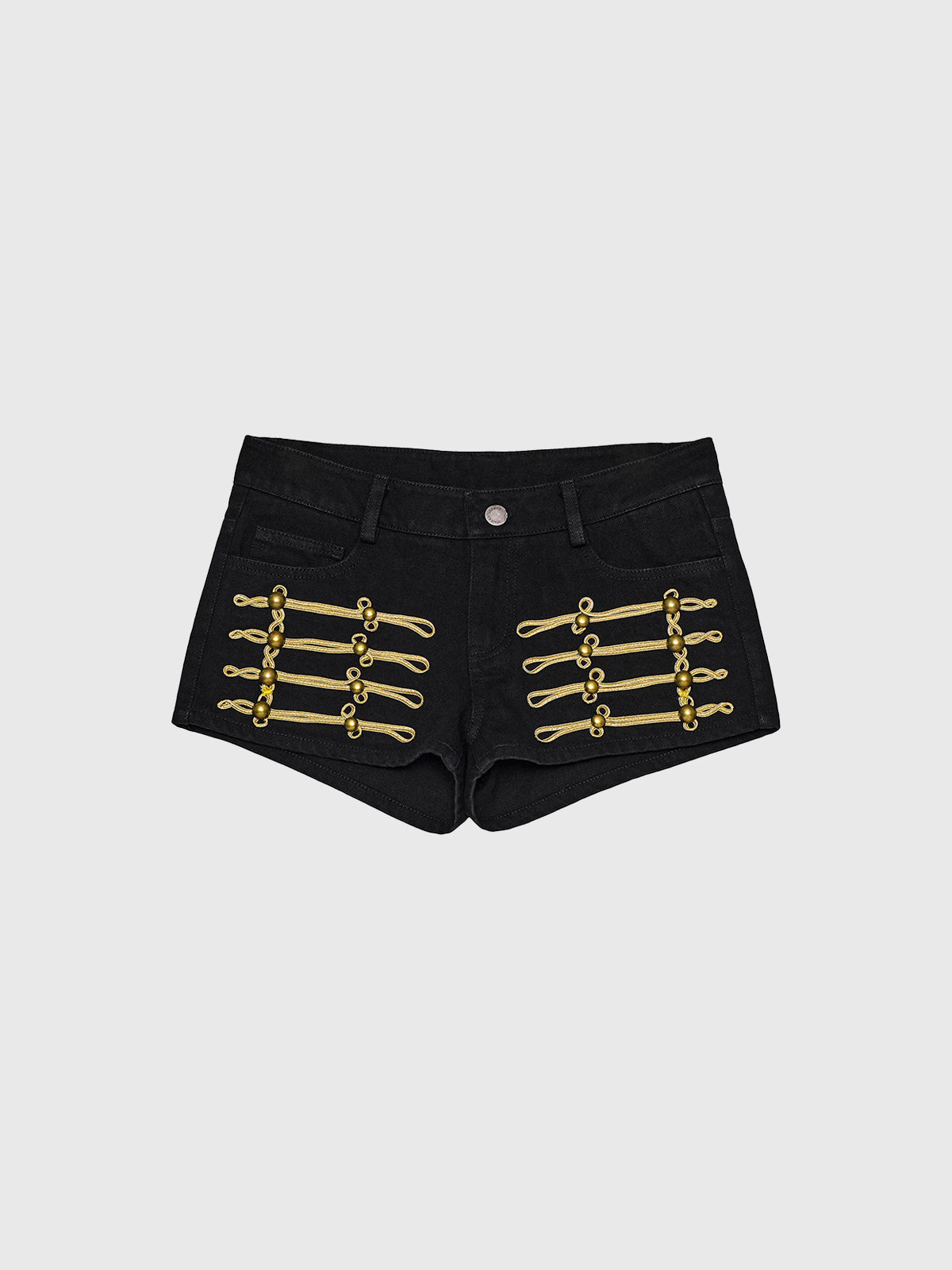 Brick Lane Skimming-fit Embroidered Denim Shorts -- Black